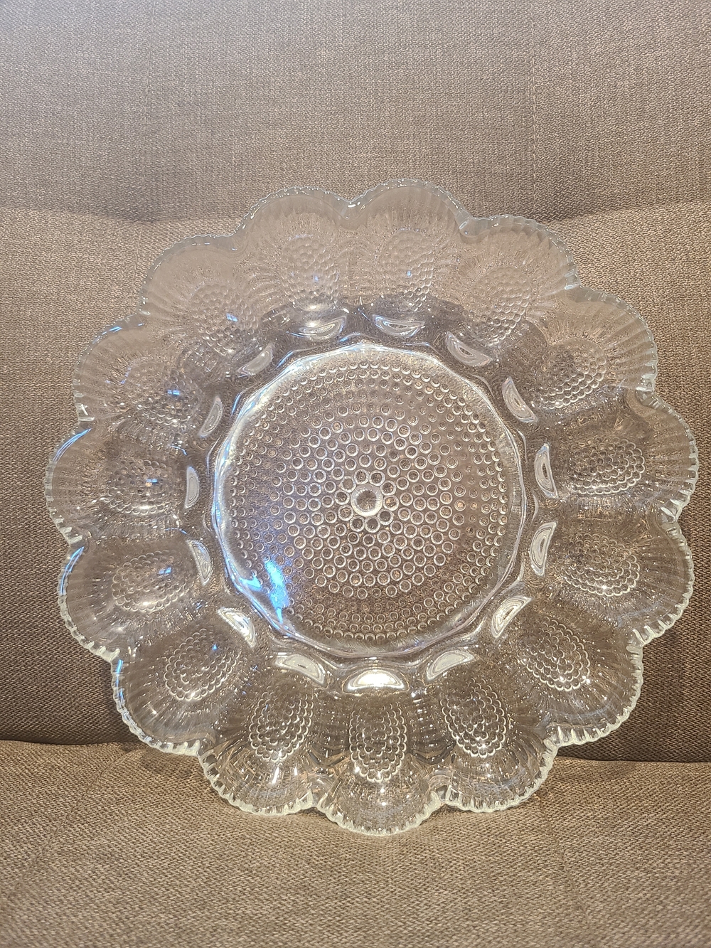 Vintage Indiana Glass Clear Hobnail Deviled Egg Platter